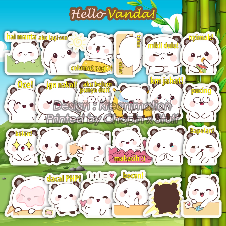 

Sticker Pack Waterproof Anti Air Little Panda Vanda Imut Lucu