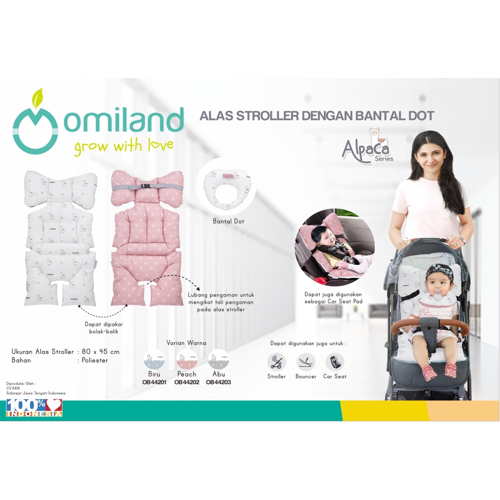 Omiland Alas Stroller / Bouncer / Car Seat + Bantal Dot Bahan Lembut Motif Alpaca Series - OB 44201