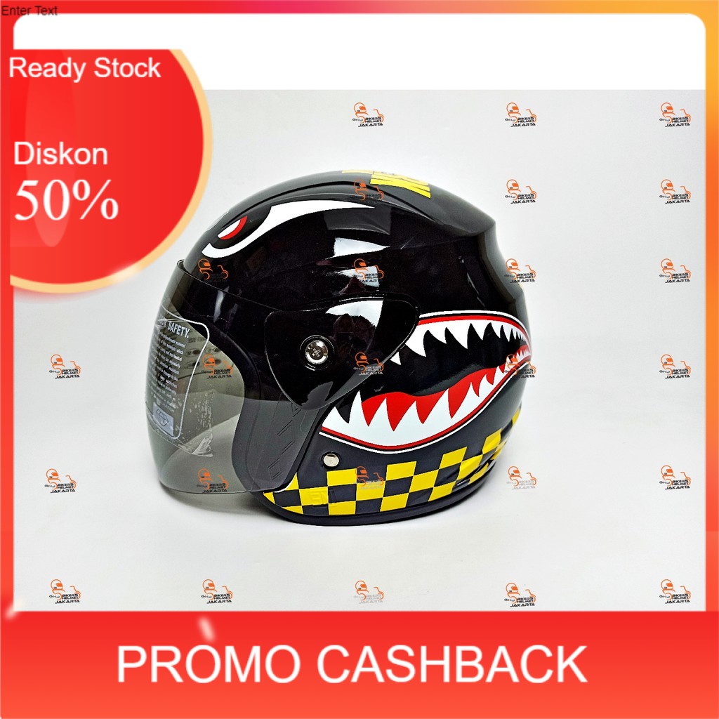 Jual HELM HELEM SHARK WARHAWK BLACK GLOSS HALF FACE MODEL GM EVO IJIN