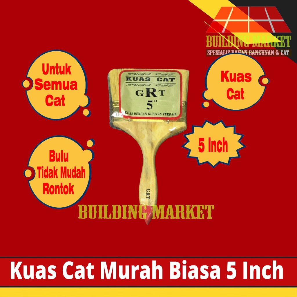 KUAS CAT MINYAK BESI KUAS CAT TEMBOK KUAS GRT BIASA 5 INCH