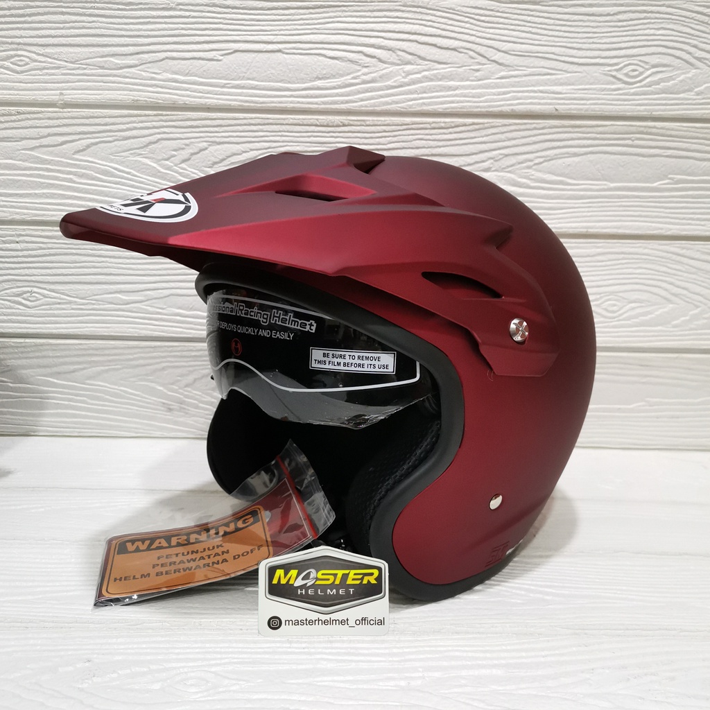 Helm NHK Supermoto Solid Red Doff Semi Cross