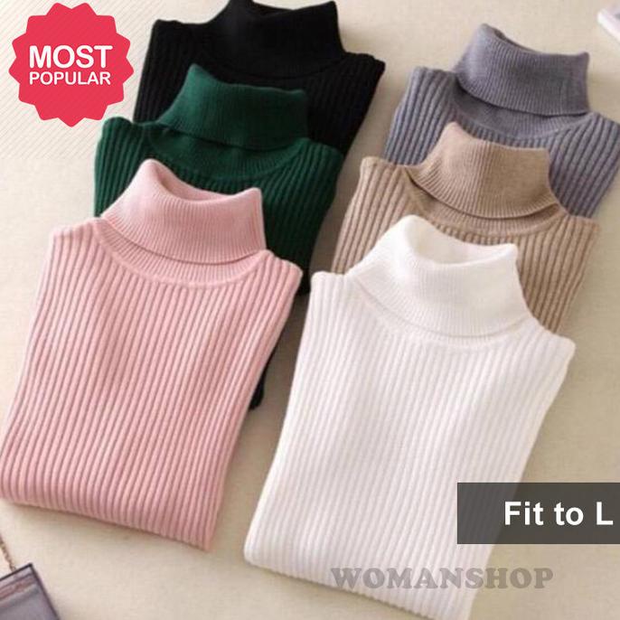 Sweater Rajut Wanita Turtle Neck Baju Rajut Korea Wanita Turtleneck Sl