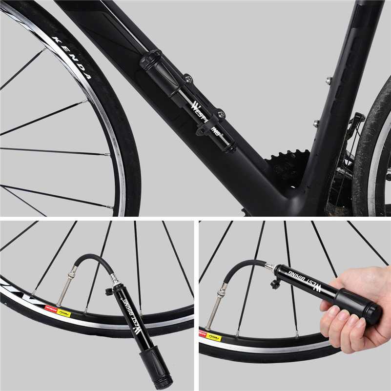 [ASLI] Pompa Manual Angin Udara Ban Sepeda Mini Kecil Portable Bike Bicycle Pump Tire Praktis Lengkap Murah Terbaru