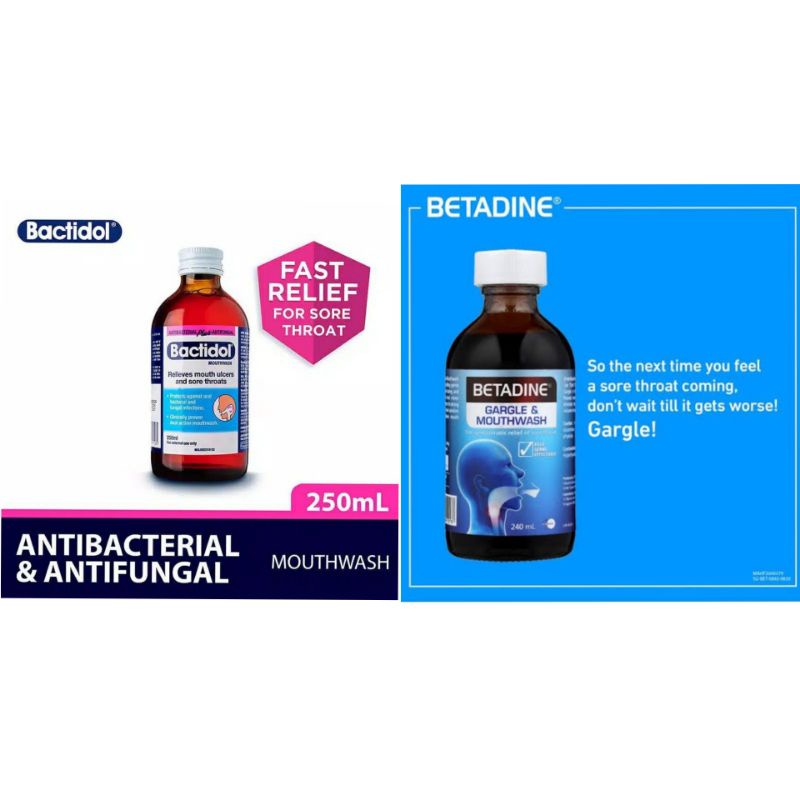 Jual Bactidol Mouthwash Mouth Wash 250ml Relieves Mouth Ulcers And Sore
