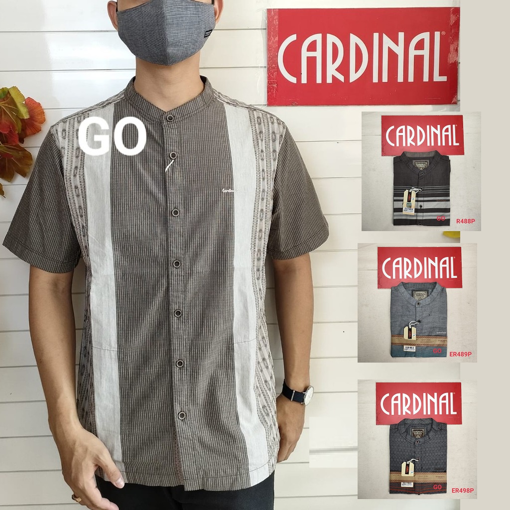 BB  M CARDINAL KEMEJA KOKO Taqwa Pakaian Pria Baju Muslim Salur Kekinian Lengan Pendek Original