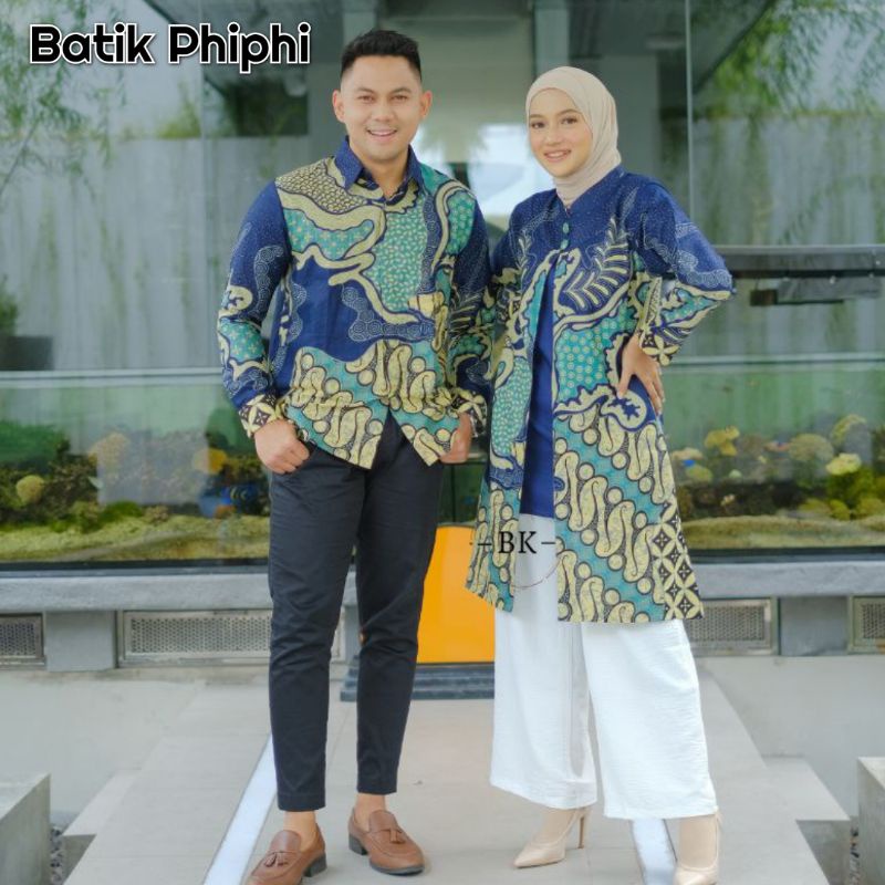 Couple Batik Bianka Senno Biru Ori Size M, L, XL, XXL