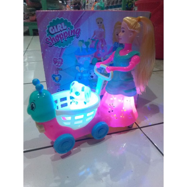Mainan Berbie Troley Jalan Lampu Musik Let It Go / Mainan Berbie Troli Belanja Ada Lampu Musik / Mai