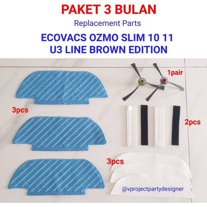 ECOVACS DEEBOT OZMO SLIM 11 10 U3 LINE EDITION Replacement Parts 3M