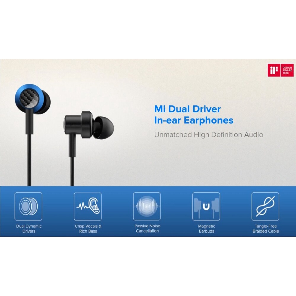 XIAOMI MI Dual Motion Dual Driver Magnetic In-Ear Earphone - SDQEJ06WM - Earphone Terbaru dari XIAOMI dengan DUAL DRIVER