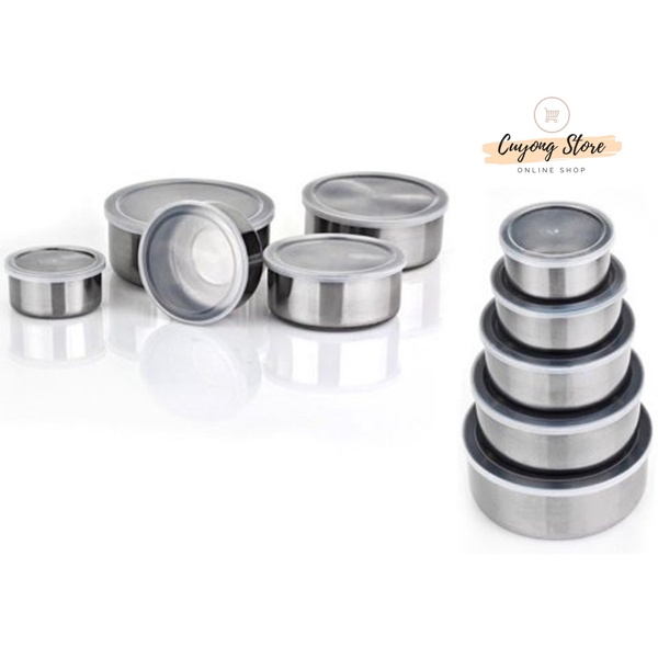 SS Rantang Stainless Steel 5 Susun Protect Fresh Box Mangkok Penyimpan Makanan Tutup Plastik
