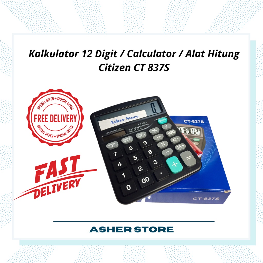 

Kalkulator 12 Digit / Calculator / Alat Hitung Citizen CT 837S