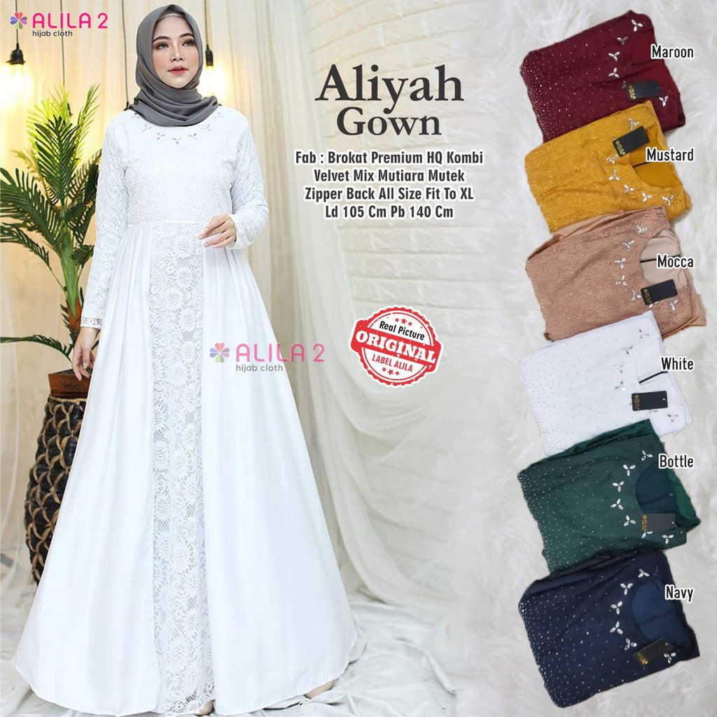 ALIYAH GOWN FAB BROKAT PREMIUM HQ MIX VELVET MIX MUTIARA MUTEK BY ALILA2