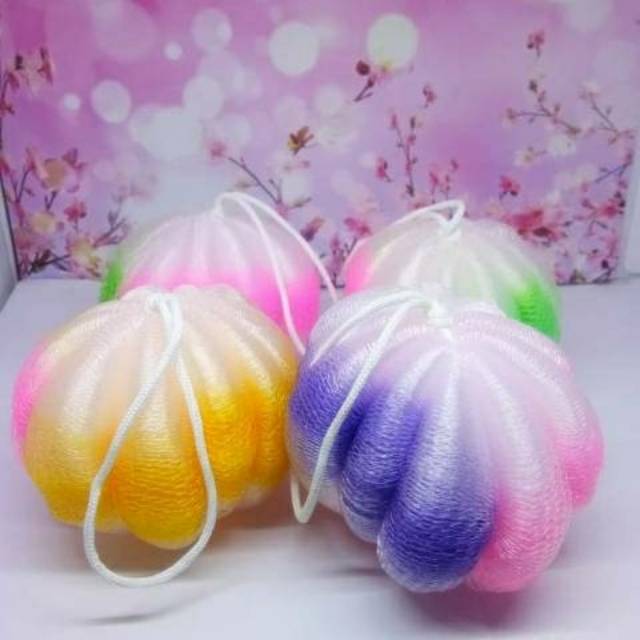 Scrub mandi labu Bath sponge spons mandi labu scrub mandi sabun cair bentuk labu warna pelangi