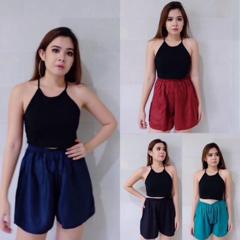 CELANA PENDEK RAYON TALI BALI MOTIF POLOS