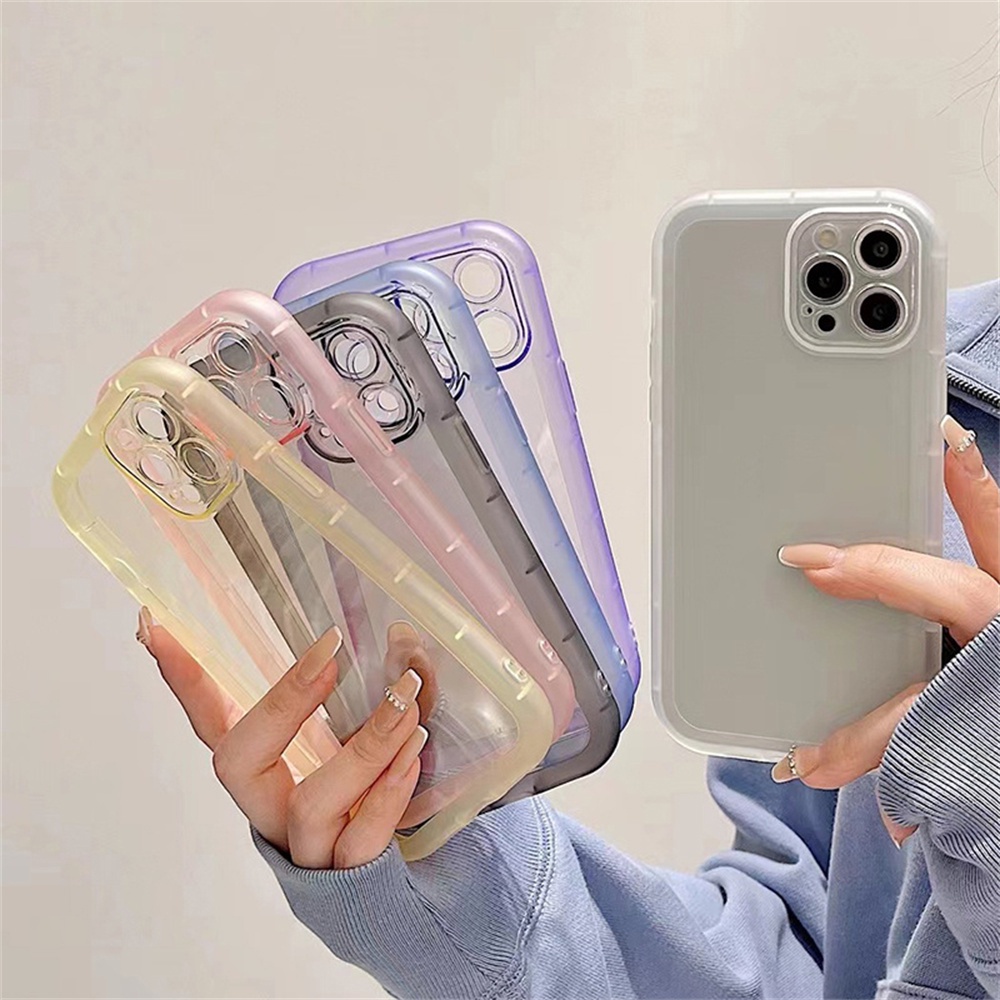 Soft Case Silikon Tpu Transparan Warna Polos Untuk iPhone 11 12 13 14 Pro Max Xr X Xs Max Se 2020 Se3 7 8 14 Plus