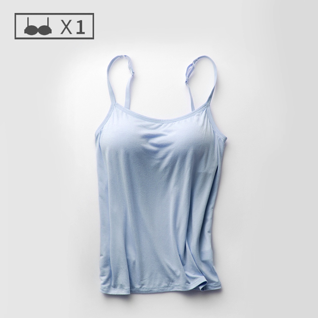 Arbelacoth - (7 warna) Basic Tanktop Bra / BUILT IN BRA tankbra-blue