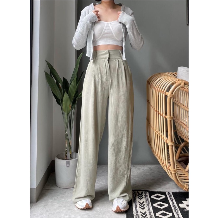 KINARA KULOT HW Pants Krincle Airflow Premium/ kulot Crincle airflow High waist kinara/ Trouser Pants