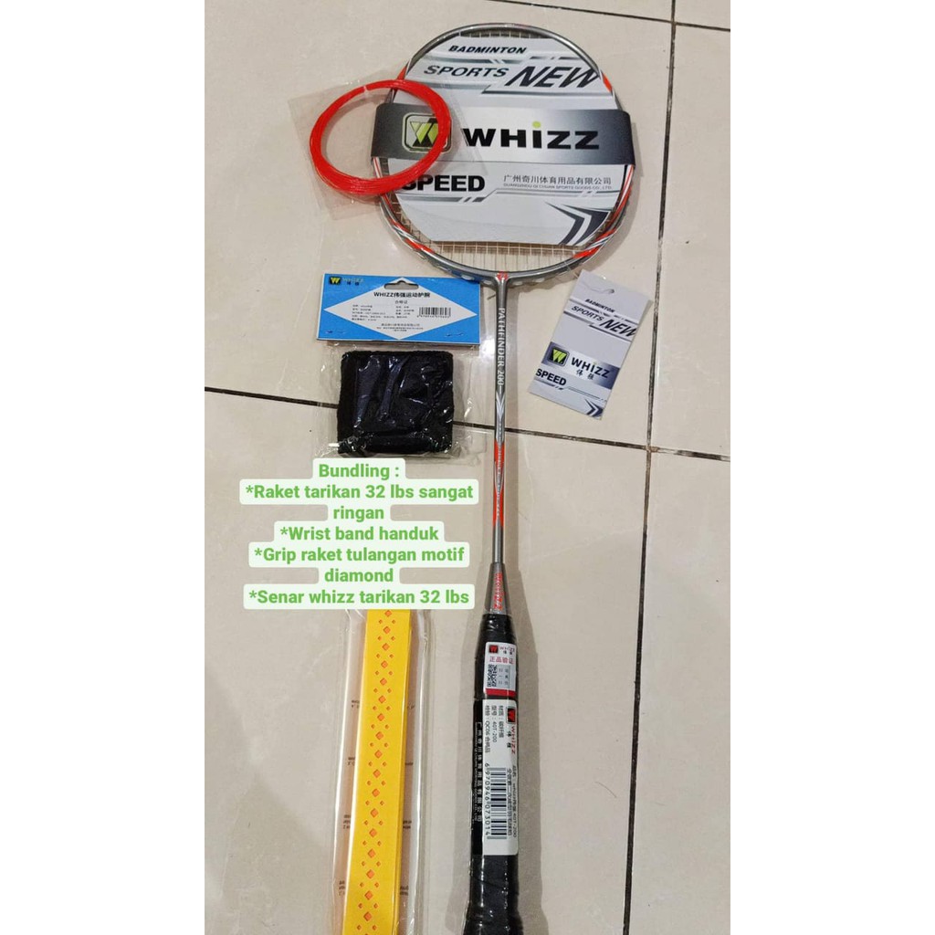 Bundling Raket Whizz + senar badminton Whizz + Handgrip Whizz + Grip raket Whizz