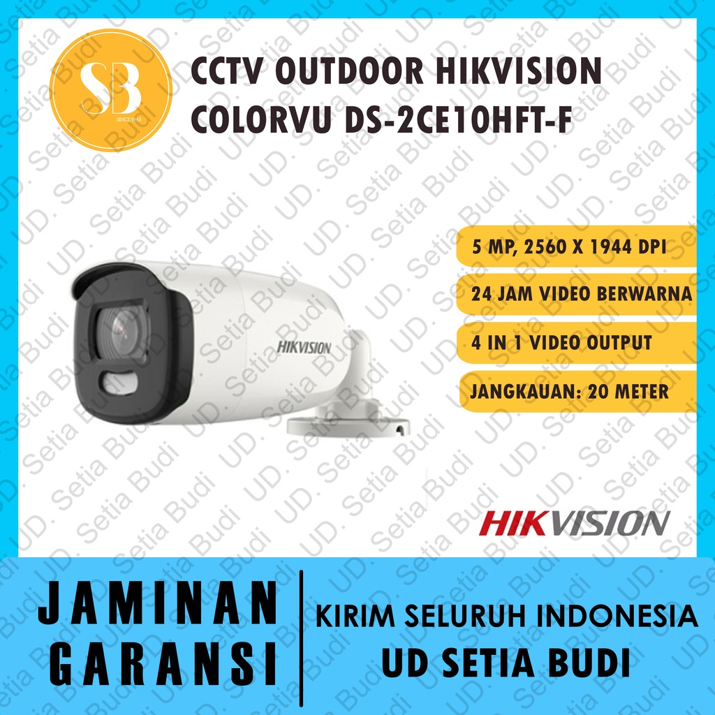 Kamera CCTV Outdoor DS-2CE10HFT-F Hikvision Colorvu Berwarna 5 MP