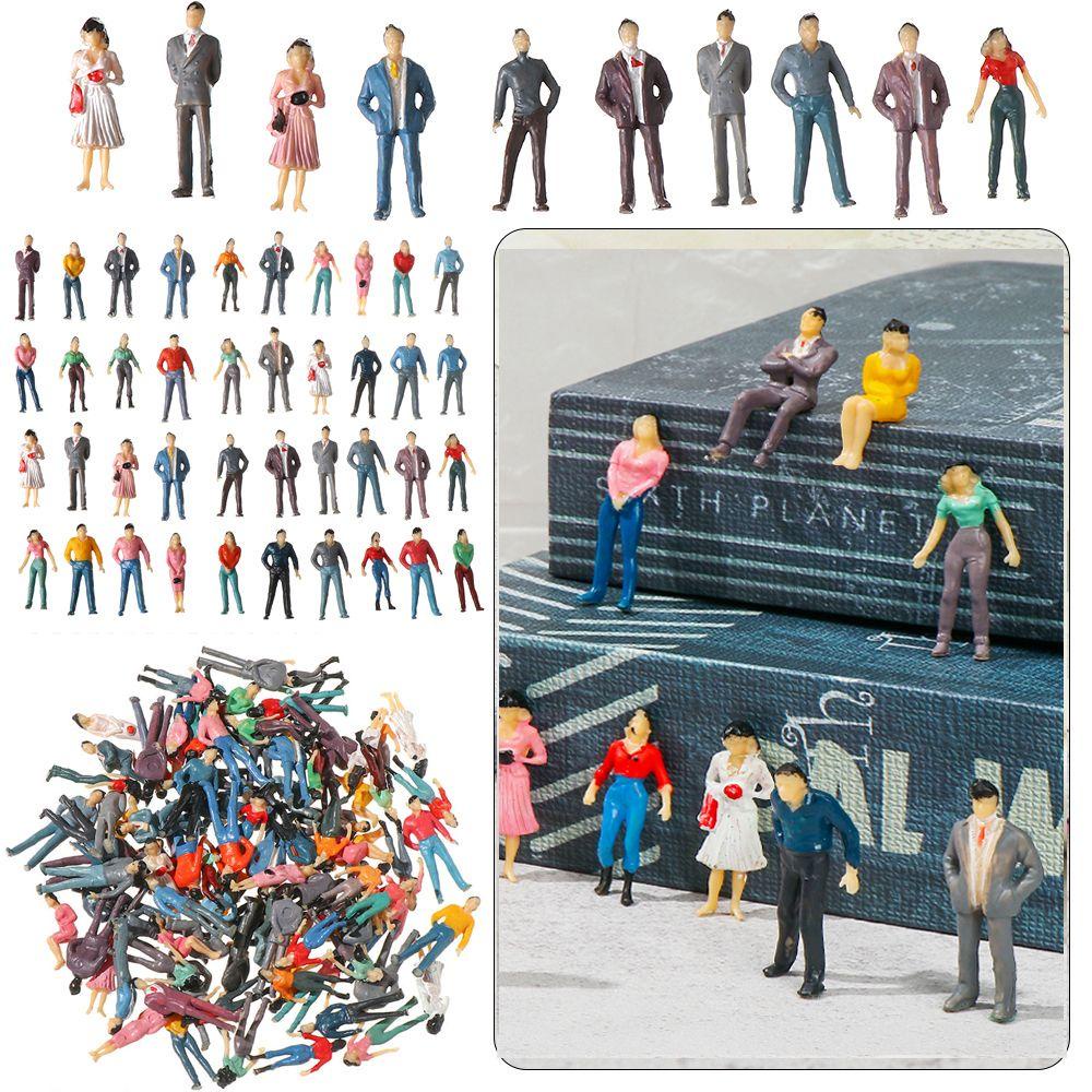 Top 100pcs Figure Orang Bahan ABS Skala1:100 /1:150 /1:75 /1:50 Skala Campur Warna Pose Pemandangan Kereta