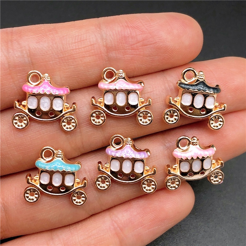 4pcs Liontin Enamel Bentuk Labu Mobil Bahan Alloy Charms