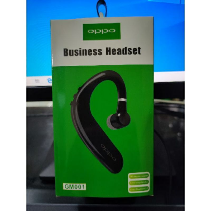 HF BUSINESS HEADSET BLUETOOTH BRANDED OPPO GM-001 SPORT SINGLE EAR SUARA BASS