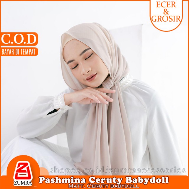 Pashmina Ceruty Baby doll ukuran 160cm, 180cm dan 200cm Jumbo Pasmina Syari Malay Premium