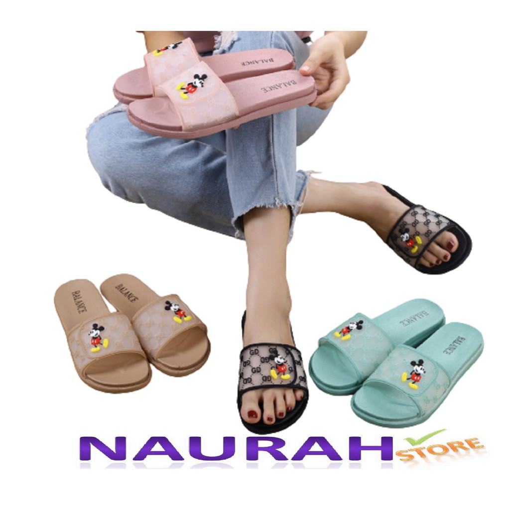 Balance 956-27 Sandal Wanita Slop Mickey GD Original Rubber Empuk Jelly Lentur Cantik Nice Sendal