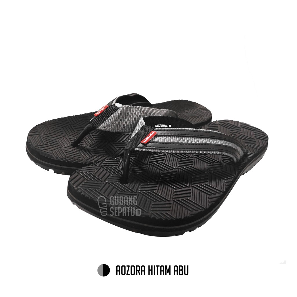 Sandal Jepit Casual Pria Loxley Aozora Merah &amp; Abu 100% Original Terjangkau Size Besar (41 - 44)