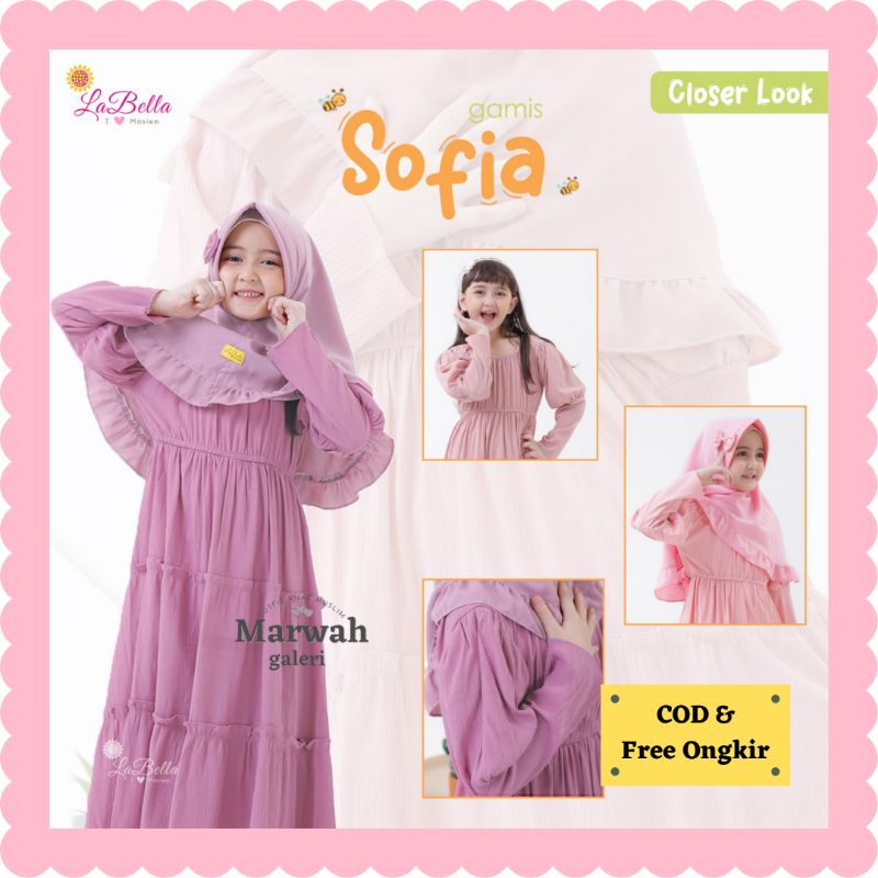 BAJU ANAK GAMIS SOFIA LABELLA GAMIS ANAK CANTIK BAHAN ADEM