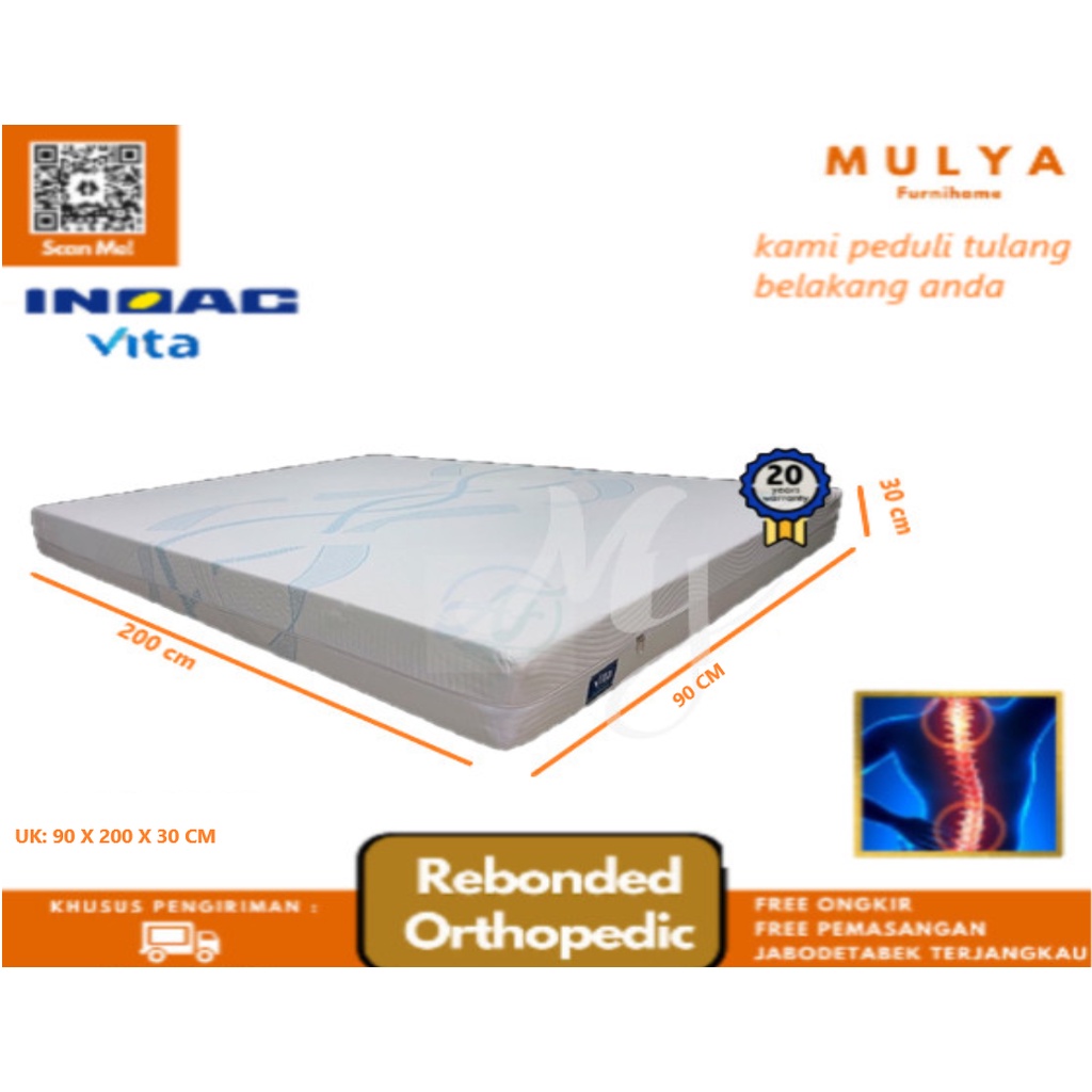 Kasur Rebonded Inoac Orthopedic/Matras Rebonded D40/ Uk 90X200