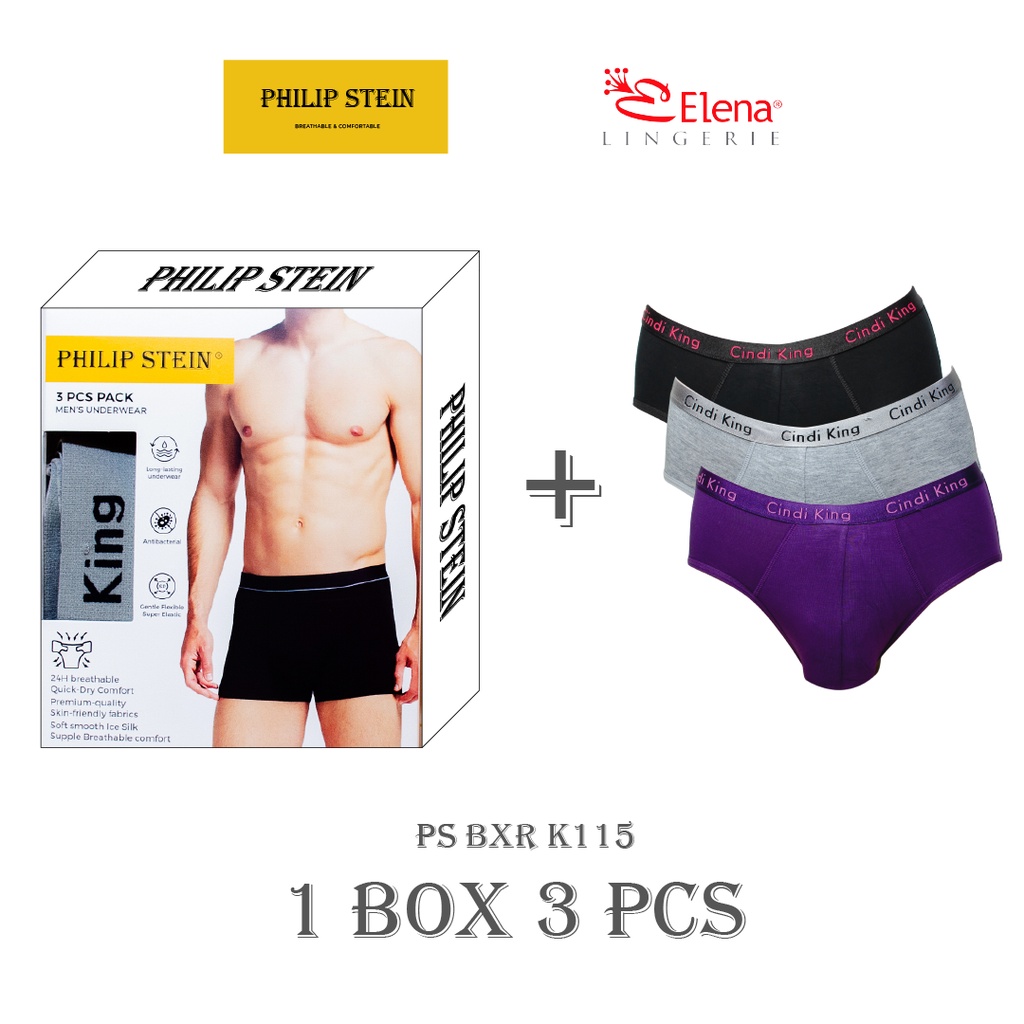 Elena Philip Stein Men Basic Brief E PS BXR K115 Midi Size - Multicolour - Size (L - 3L) - Isi 3 PCS