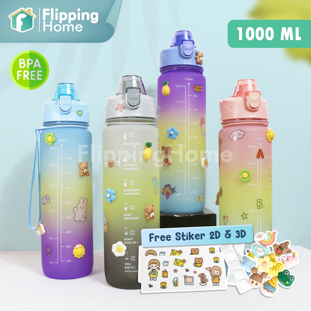 Botol Minum Korea 1liter Gradasi / Botol Viral 1000ml Terbaru/ BOTOL MINUM VIRAL