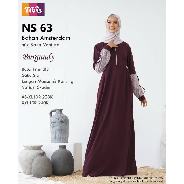 SALE GAMIS NIBRAS NS 63 ORI READY BURGUNDY XL