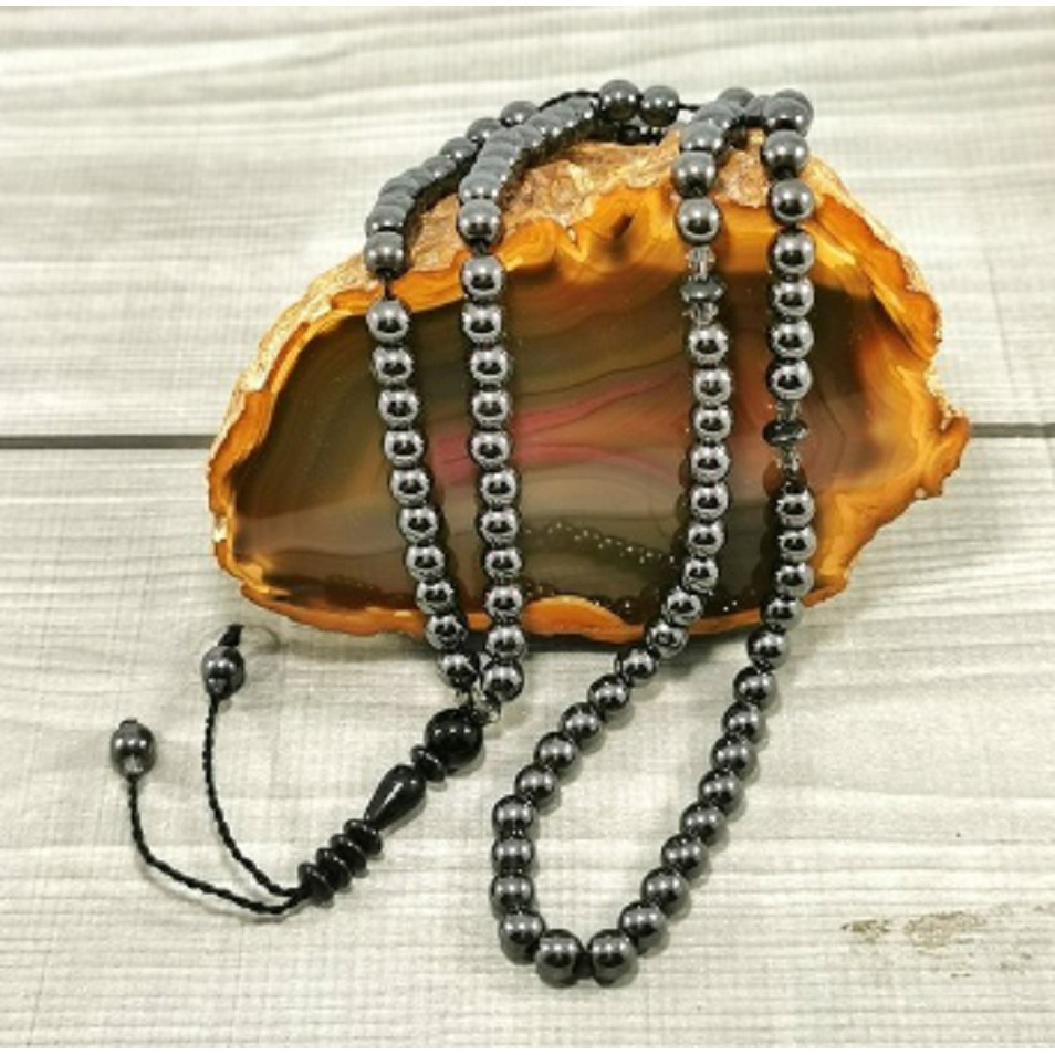Tasbih bustin  99 butir BATU PERMATA ASLI  tasbih batu bustin hitam ori PANJANG
