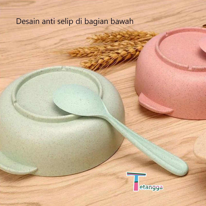 Set Mangkuk  Wheat Straw Mangkuk / Bowl + Spoon Tempat Makan Anak VS-13