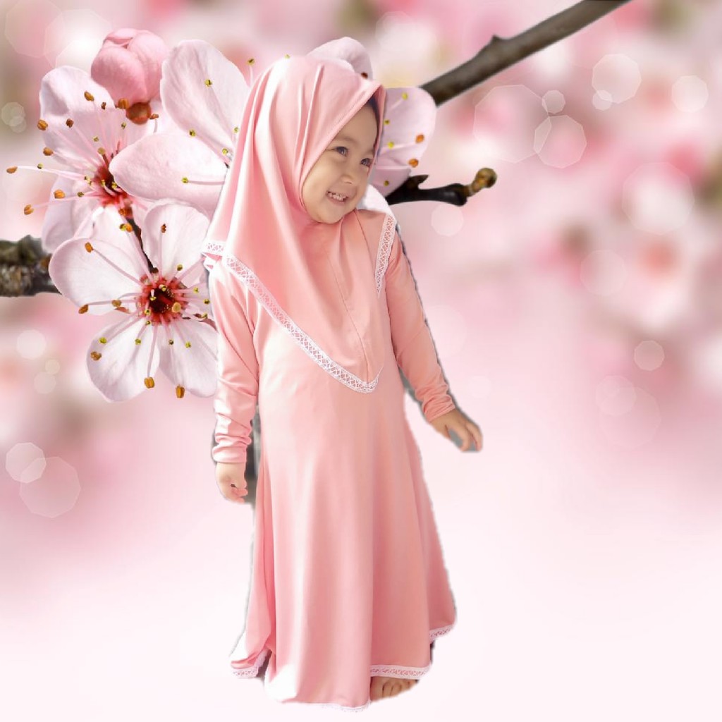 gamis anak / RENDA BAWAH SATU SET / gamis bayi / baby &amp; kids / hijab / PUSAT JILBAB CICALENGKA