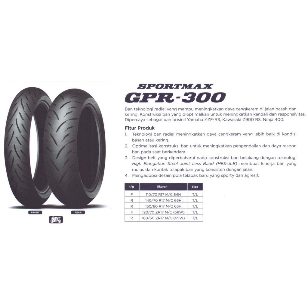 Jual Ban Motor Dunlop Sportmax Gpr 300 150 60 17 Tubeless Indonesia Shopee Indonesia