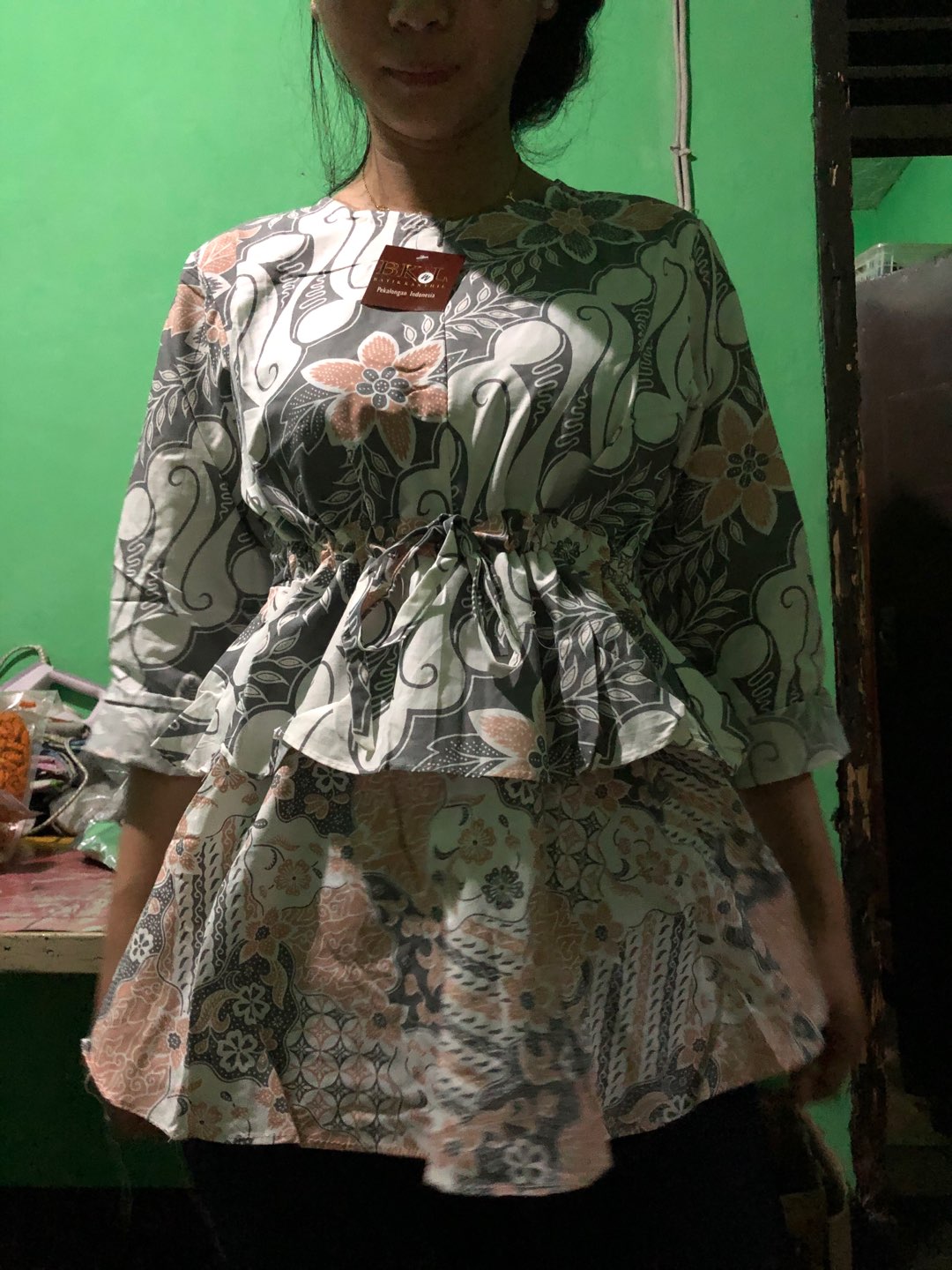 Tey-17 Batik Wanita Asj Sa Hrb026 Kenongo Kemeja Tosca Pendek