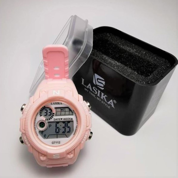 Jam tangan anak perempuan / laki digital sport Lasika G7112, tahan air & dapat kotak.