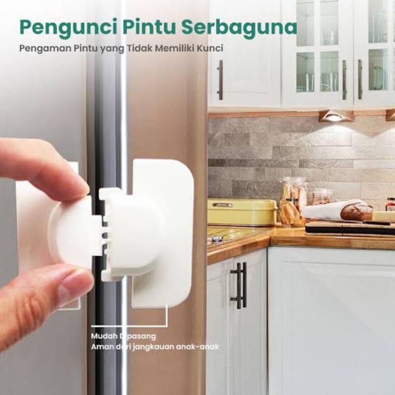 Kunci Pengaman Pintu Laci Lemari Pakaian Kulkas Safety Lock