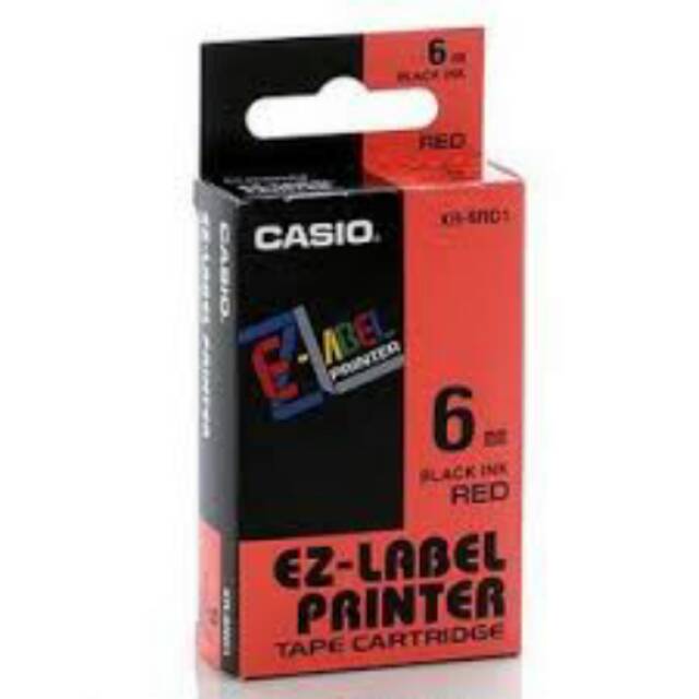 Pita / Label Printer Casio 6mm Merah # EZ Label Tape