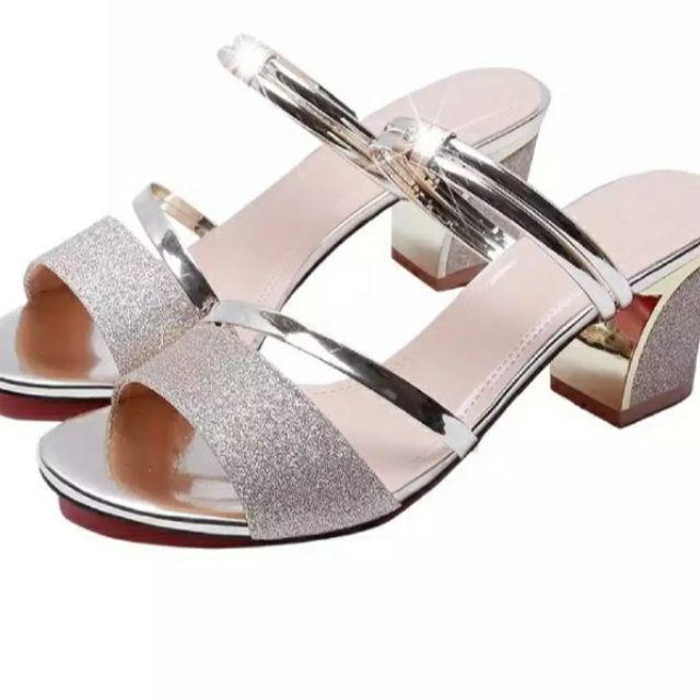 Hak Tahu Dubay / Sandal hak tahu wanita 5 cm gliter dubay-Gold