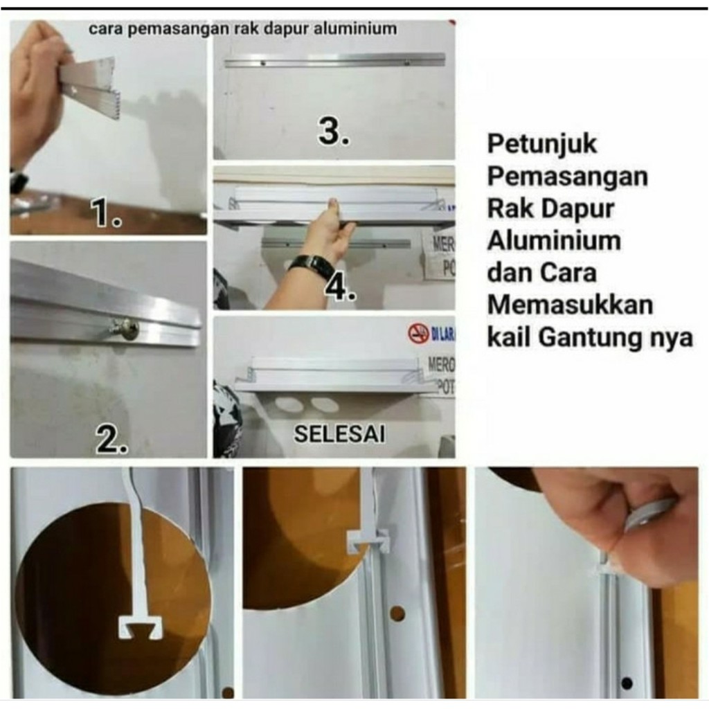 Rak Dinding 60cm Dapur Aluminium / Tempat bumbu Pisau dan Alat Dapur