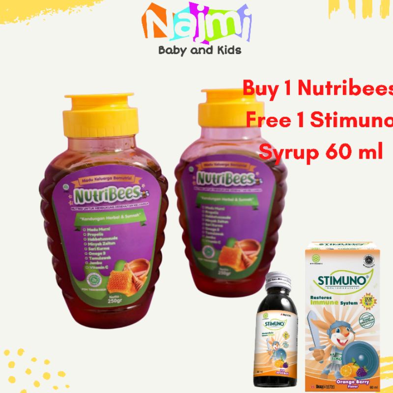 (FREE STIMUNO SYRUP) (ORIGINAL) Nutribee Nutri Bee Smart Madu Anak Bernutrisi 250gr [ Nutribees ]