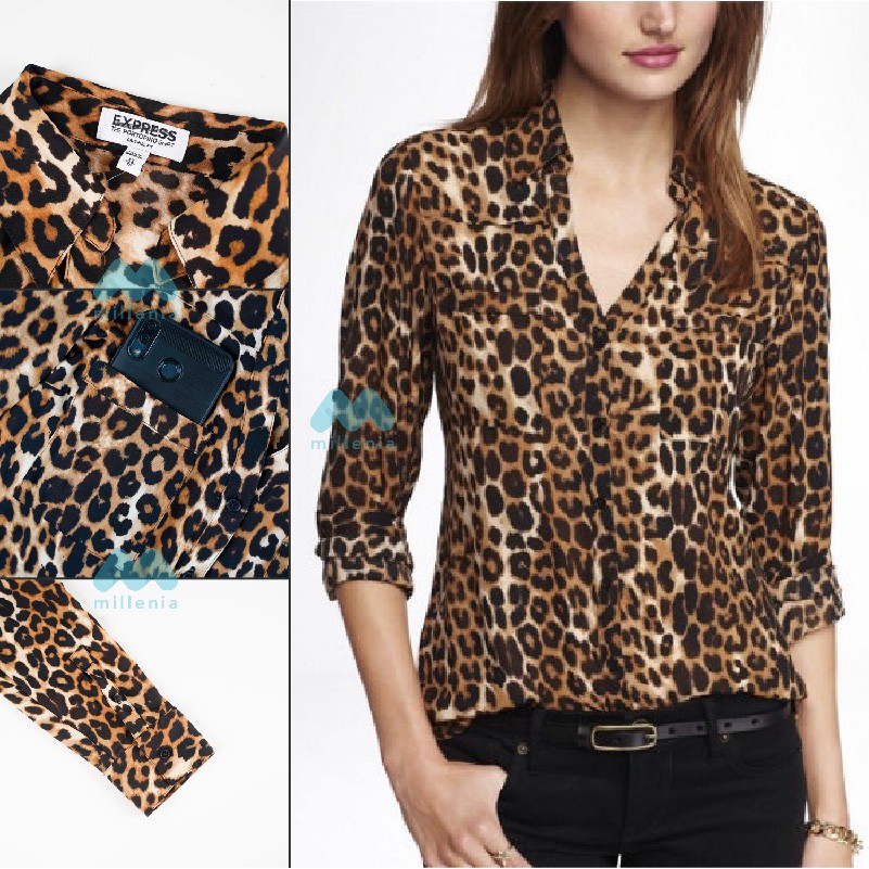 Kemeja Wanita- Portofino Vneck Double Pocket [CG-EXS 06]-CG-EXS 06 LEOPARD