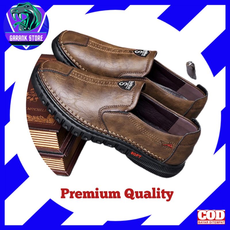 Sepatu Import Pria Kulit Premium Sneakers Kasual Pria Terbaru