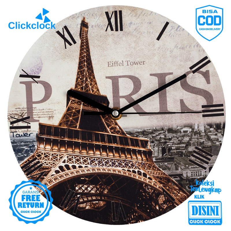 Jam Dinding Quartz Anak Owl Paris London Vintage AH020 Besar Hiasan Dinding Unik