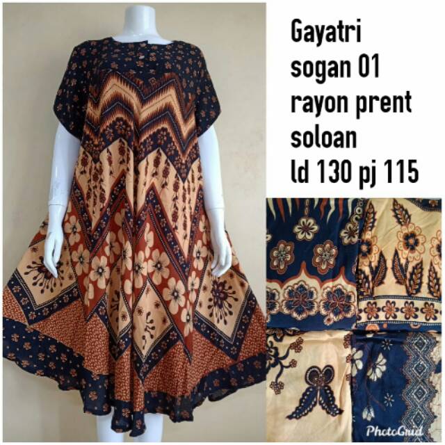 Gayatri Sogan Daster Klok Ecer Grosir Batik Rayon Jumbo Soloan  Baju Tidur Wanita Ecer Grosir Random