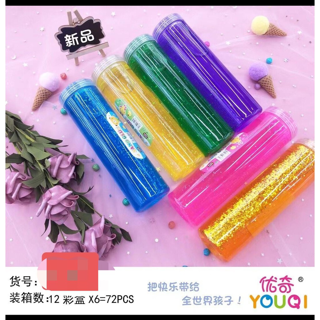 

slime glitter kemasan besar 8007-8 kemasasn 18 cm diameter 5 cm import